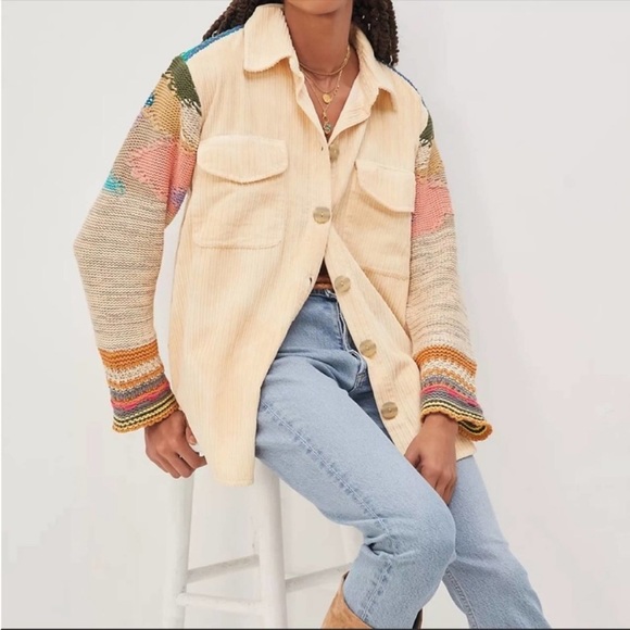 Anthropologie Pilcro Easy Going Corduroy Shacket Oversized Woven Boho - Picture 2 of 13